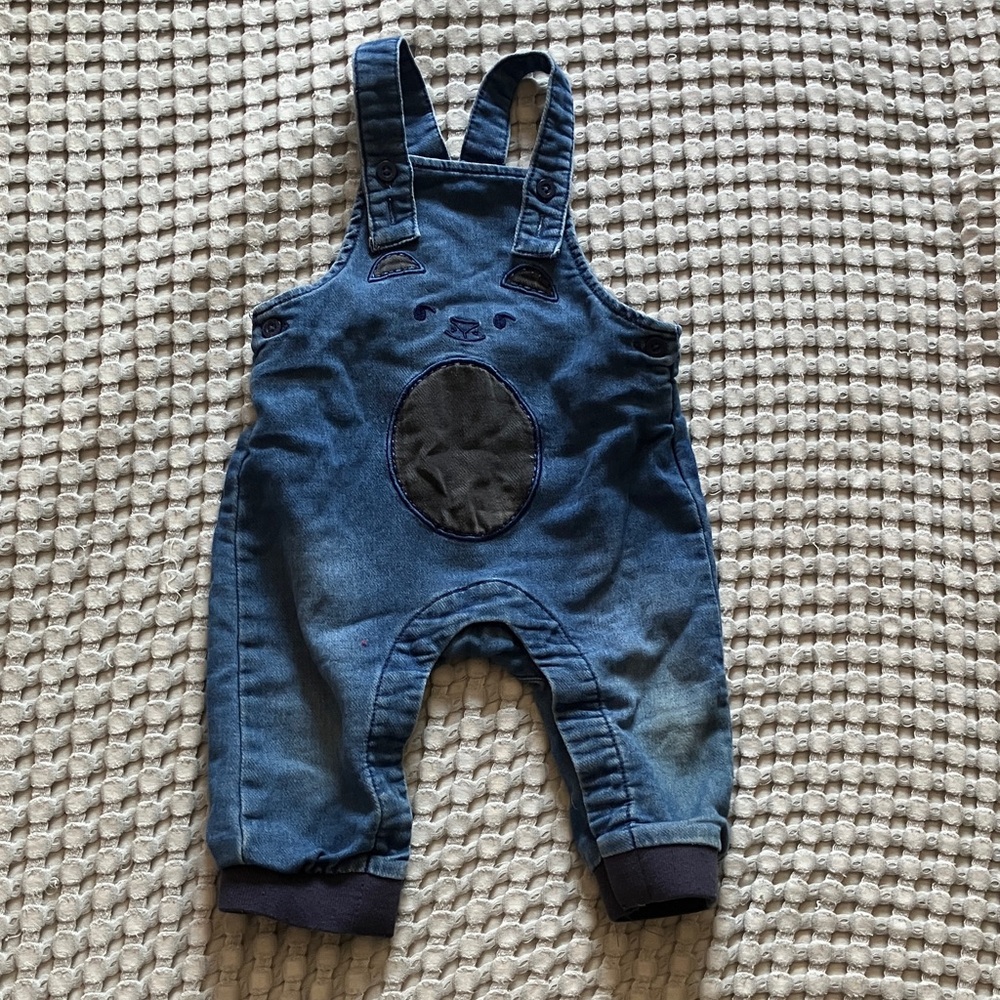 Cat & Jack Blue Kids Overalls with Bear Patch